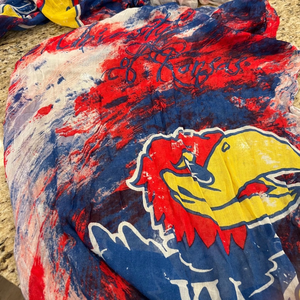 University of Kansas Jayhawks Scarf Red White Blue KU NCAA Fan Gear - Picture 2 of 4